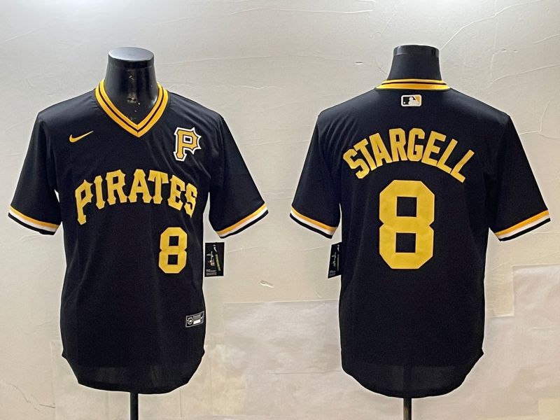Men Pittsburgh Pirates #8 Stargell Black Throwback 2025 Nike MLB Jersey style 1->pittsburgh pirates->MLB Jersey